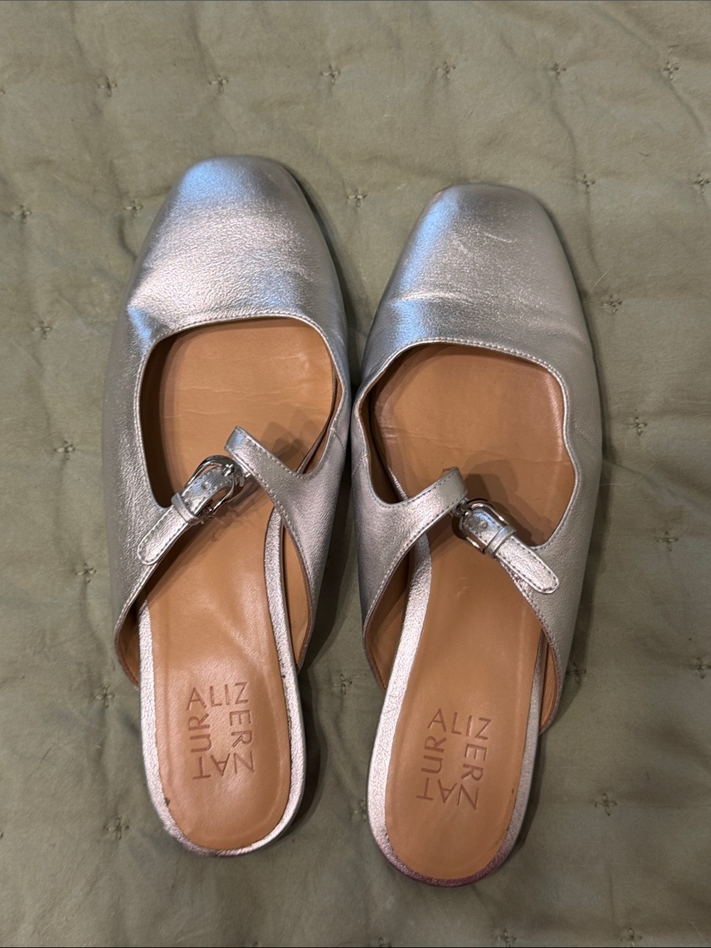Naturalizer Silver Mary Jane Slip-On Flats